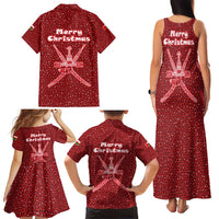 Oman Christmas Family Matching Tank Maxi Dress and Hawaiian Shirt with Red Geometric Design, White Oryx, and National Emblem Motif - Wonder Print Shop