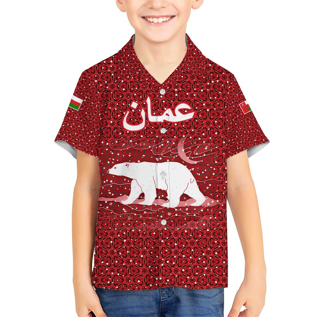 Oman Christmas Hawaiian Shirt with Red Geometric Design, White Oryx, and National Emblem Motif - Wonder Print Shop