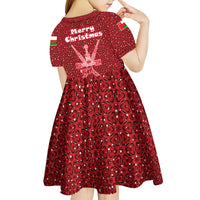 Oman Christmas Kid Short Sleeve Dress with Red Geometric Design, White Oryx, and National Emblem Motif - Wonder Print Shop