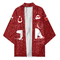 Oman Christmas Kimono with Red Geometric Design, White Oryx, and National Emblem Motif - Wonder Print Shop