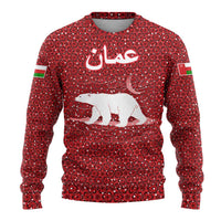 Oman Christmas Ugly Christmas Sweater with Red Geometric Design, White Oryx, and National Emblem Motif - Wonder Print Shop