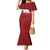 Oman Christmas Mermaid Dress with Red Geometric Design, White Oryx, and National Emblem Motif - Wonder Print Shop