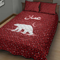 Oman Christmas Quilt Bed Set with Red Geometric Design, White Oryx, and National Emblem Motif - Wonder Print Shop