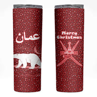 Oman Christmas Skinny Tumbler with Red Geometric Design, White Oryx, and National Emblem Motif - Wonder Print Shop