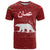 Oman Christmas T Shirt with Red Geometric Design, White Oryx, and National Emblem Motif - Wonder Print Shop