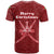 Oman Christmas T Shirt with Red Geometric Design, White Oryx, and National Emblem Motif - Wonder Print Shop