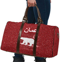 Oman Christmas Travel Bag with Red Geometric Design, White Oryx, and National Emblem Motif - Wonder Print Shop