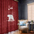 Oman Christmas Window Curtain with Red Geometric Design, White Oryx, and National Emblem Motif - Wonder Print Shop
