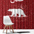 Oman Christmas Window Curtain with Red Geometric Design, White Oryx, and National Emblem Motif - Wonder Print Shop