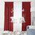 Oman Christmas Window Curtain with Red Geometric Design, White Oryx, and National Emblem Motif - Wonder Print Shop