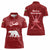 Oman Christmas Women Polo Shirt with Red Geometric Design, White Oryx, and National Emblem Motif - Wonder Print Shop
