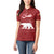 Oman Christmas Women Polo Shirt with Red Geometric Design, White Oryx, and National Emblem Motif - Wonder Print Shop