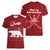 Oman Christmas Women V-Neck T-Shirt with Red Geometric Design, White Oryx, and National Emblem Motif - Wonder Print Shop