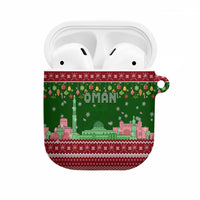 Oman Christmas AirPods Case with Green-Red Pattern, Mosque and Fort Landmarks, and Festive Ornament Motif - Wonder Print Shop