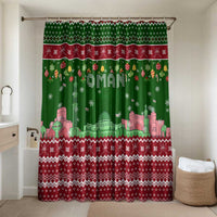 Oman Christmas Bathroom Set with Green-Red Pattern, Mosque and Fort Landmarks, and Festive Ornament Motif - Wonder Print Shop