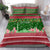 Oman Christmas Bedding Set with Green-Red Pattern, Mosque and Fort Landmarks, and Festive Ornament Motif - Wonder Print Shop