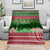Oman Christmas Blanket with Green-Red Pattern, Mosque and Fort Landmarks, and Festive Ornament Motif - Wonder Print Shop