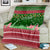 Oman Christmas Blanket with Green-Red Pattern, Mosque and Fort Landmarks, and Festive Ornament Motif - Wonder Print Shop