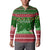 Oman Christmas Button Sweatshirt with Green-Red Pattern, Mosque and Fort Landmarks, and Festive Ornament Motif - Wonder Print Shop
