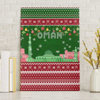 Oman Christmas Canvas Wall Art with Green-Red Pattern, Mosque and Fort Landmarks, and Festive Ornament Motif - Wonder Print Shop