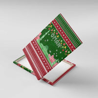 Oman Christmas Canvas Wall Art with Green-Red Pattern, Mosque and Fort Landmarks, and Festive Ornament Motif - Wonder Print Shop