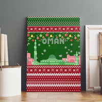 Oman Christmas Canvas Wall Art with Green-Red Pattern, Mosque and Fort Landmarks, and Festive Ornament Motif - Wonder Print Shop