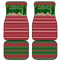 Oman Christmas Car Mats with Green-Red Pattern, Mosque and Fort Landmarks, and Festive Ornament Motif - Wonder Print Shop