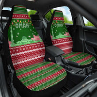 Oman Christmas Car Seat Cover with Green-Red Pattern, Mosque and Fort Landmarks, and Festive Ornament Motif - Wonder Print Shop