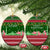 Oman Christmas Ceramic Ornament with Green-Red Pattern, Mosque and Fort Landmarks, and Festive Ornament Motif - Wonder Print Shop