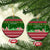 Oman Christmas Ceramic Ornament with Green-Red Pattern, Mosque and Fort Landmarks, and Festive Ornament Motif - Wonder Print Shop