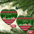 Oman Christmas Ceramic Ornament with Green-Red Pattern, Mosque and Fort Landmarks, and Festive Ornament Motif - Wonder Print Shop