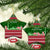 Oman Christmas Ceramic Ornament with Green-Red Pattern, Mosque and Fort Landmarks, and Festive Ornament Motif - Wonder Print Shop