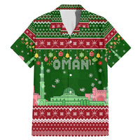 Oman Christmas Family Matching Mermaid Dress and Hawaiian Shirt with Green-Red Pattern, Mosque and Fort Landmarks, and Festive Ornament Motif - Wonder Print Shop