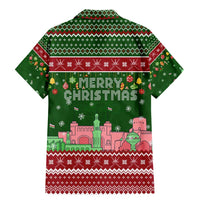 Oman Christmas Family Matching Mermaid Dress and Hawaiian Shirt with Green-Red Pattern, Mosque and Fort Landmarks, and Festive Ornament Motif - Wonder Print Shop