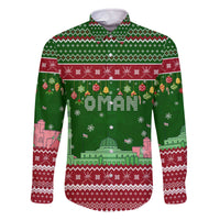 Oman Christmas Family Matching Off The Shoulder Long Sleeve Dress and Hawaiian Shirt with Green-Red Pattern, Mosque and Fort Landmarks, and Festive Ornament Motif - Wonder Print Shop