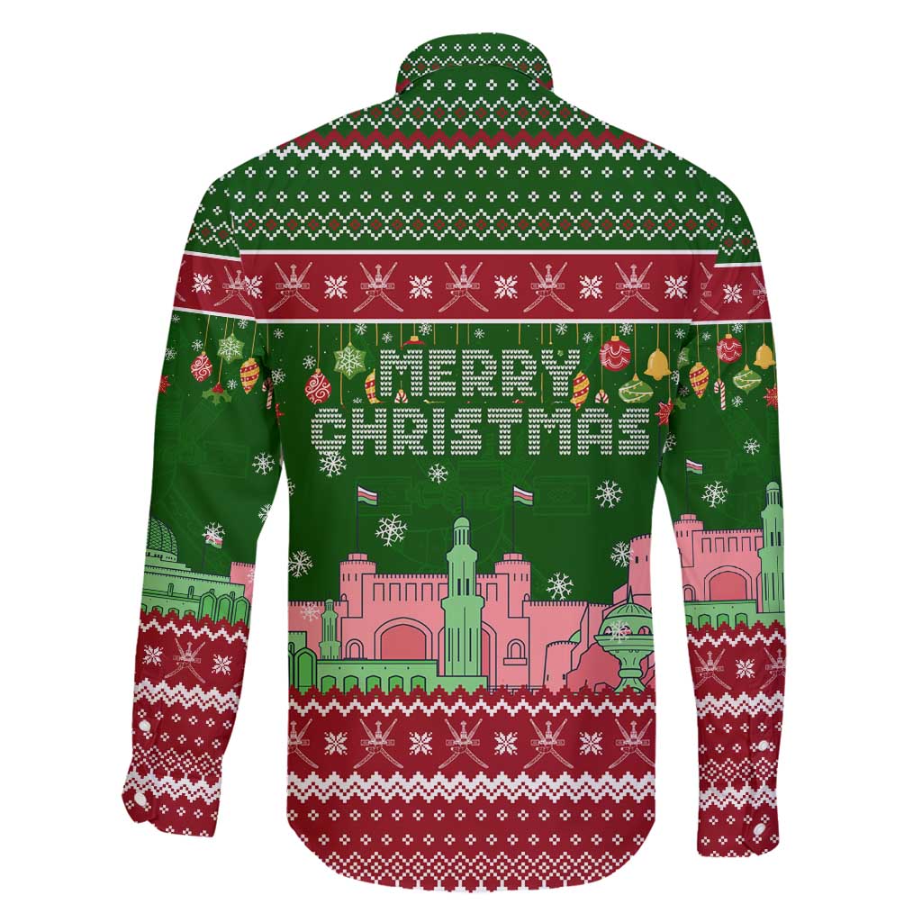 Oman Christmas Family Matching Summer Maxi Dress and Hawaiian Shirt with Green-Red Pattern, Mosque and Fort Landmarks, and Festive Ornament Motif - Wonder Print Shop