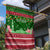 Oman Christmas Garden Flag with Green-Red Pattern, Mosque and Fort Landmarks, and Festive Ornament Motif - Wonder Print Shop