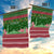 Oman Christmas Garden Flag with Green-Red Pattern, Mosque and Fort Landmarks, and Festive Ornament Motif - Wonder Print Shop