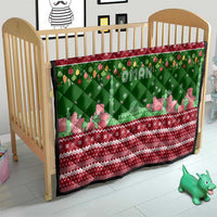 Oman Christmas Quilt with Green-Red Pattern, Mosque and Fort Landmarks, and Festive Ornament Motif - Wonder Print Shop