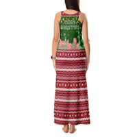 Oman Christmas Tank Maxi Dress with Green-Red Pattern, Mosque and Fort Landmarks, and Festive Ornament Motif - Wonder Print Shop