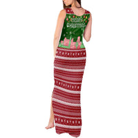 Oman Christmas Tank Maxi Dress with Green-Red Pattern, Mosque and Fort Landmarks, and Festive Ornament Motif - Wonder Print Shop