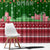 Oman Christmas Window Curtain with Green-Red Pattern, Mosque and Fort Landmarks, and Festive Ornament Motif - Wonder Print Shop