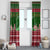 Oman Christmas Window Curtain with Green-Red Pattern, Mosque and Fort Landmarks, and Festive Ornament Motif - Wonder Print Shop