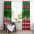 Oman Christmas Window Curtain with Green-Red Pattern, Mosque and Fort Landmarks, and Festive Ornament Motif - Wonder Print Shop