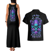I'm Not Anti-social Mad Reaper Skull Couples Matching Tank Maxi Dress and Hawaiian Shirt - Wonder Print Shop