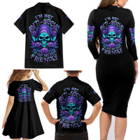 I'm Not Anti-social Mad Reaper Skull Family Matching Long Sleeve Bodycon Dress and Hawaiian Shirt - Wonder Print Shop
