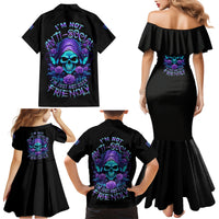 I'm Not Anti-social Mad Reaper Skull Family Matching Mermaid Dress and Hawaiian Shirt - Wonder Print Shop