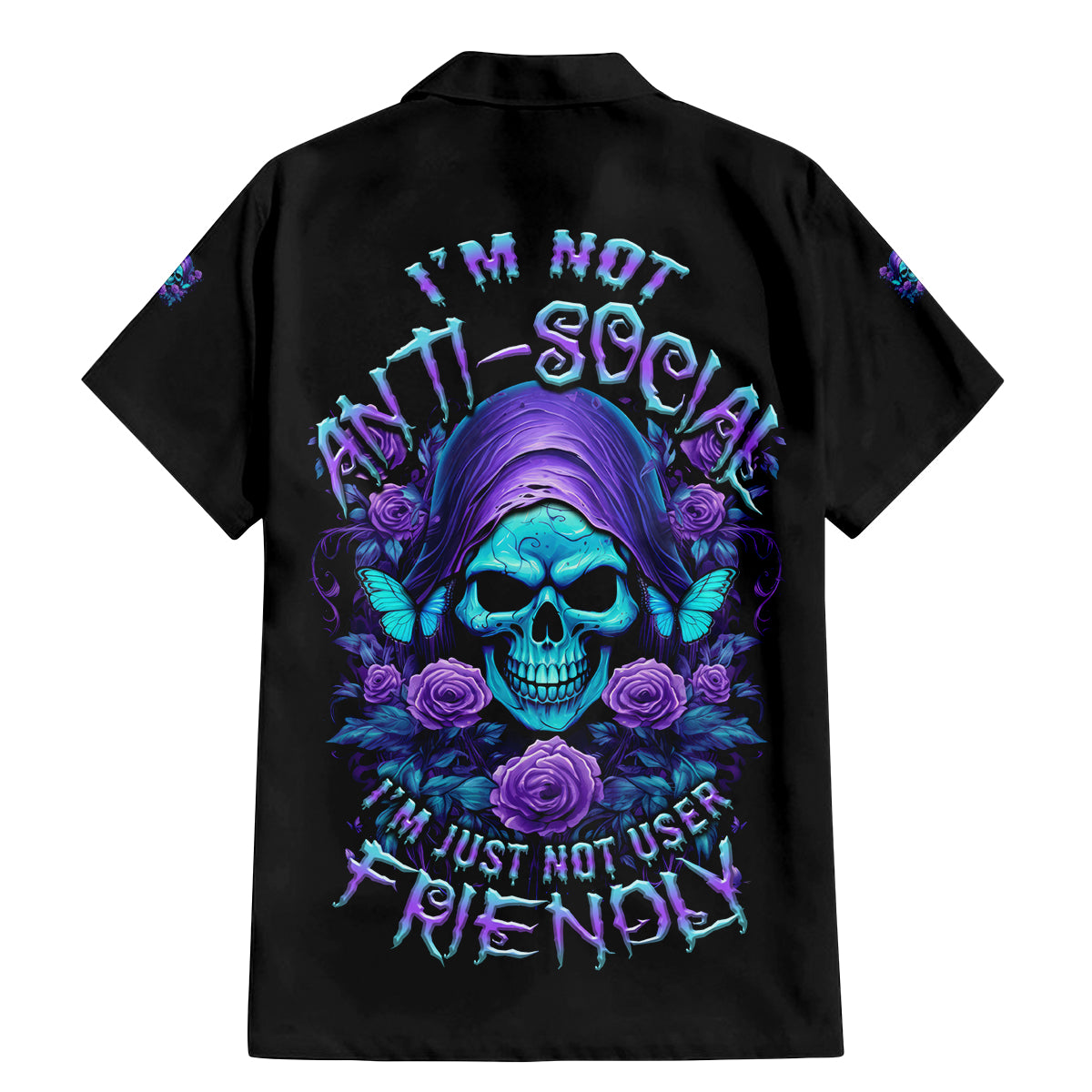 I'm Not Anti-social Mad Reaper Skull Family Matching Mermaid Dress and Hawaiian Shirt - Wonder Print Shop