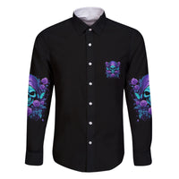 I'm Not Anti-social Mad Reaper Skull Family Matching Off Shoulder Long Sleeve Dress and Hawaiian Shirt - Wonder Print Shop