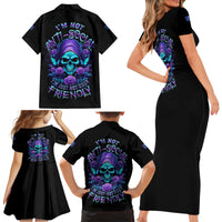 I'm Not Anti-social Mad Reaper Skull Family Matching Short Sleeve Bodycon Dress and Hawaiian Shirt - Wonder Print Shop